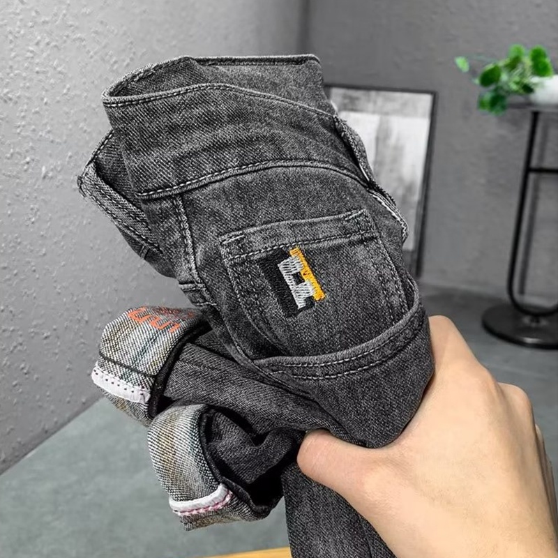 Quần Jean Dài Dáng Ôm Ống Thẳng Thiết Kế Đơn Giản Thời Trang Xuân Thu Cao Cấp Cho Nam