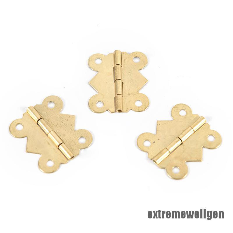 [extremewellgen 0609] 10 Pc Brass Color Mini Butterfly Hinges for Cabinet Drawer Jewelry Box DIY Repair
