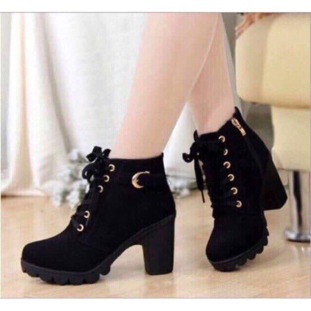 Bốt gót vuông da lộn 7p lẻ 36