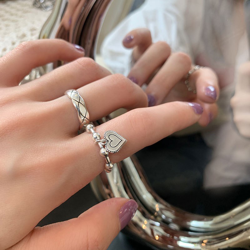 Nhẫn bạc 925 thiết kế đơn giản phong cách Hàn Quốc