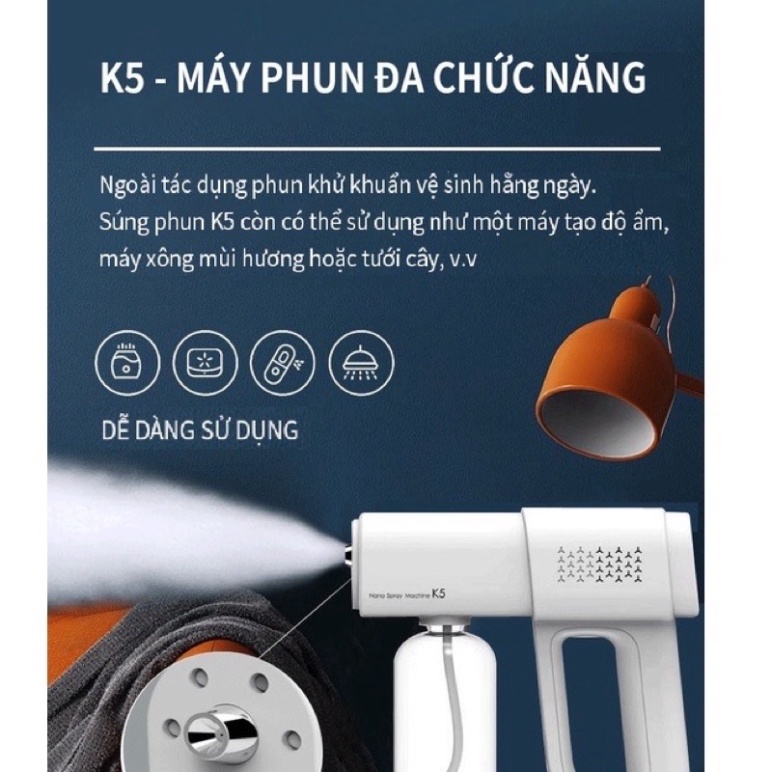 [Chính hãng] Súng Xịt Cồn Khử Khuẩn Xịt Khử Trùng Phun khuẩn Nano K5 Pro Chính Hãng
