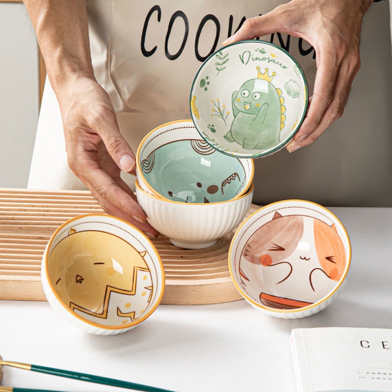 Bát Ăn Dặm AD34 Họa Tiết Voi Con Xinh Xắn Chất Liệu Sứ Cao Cấp Tráng Men An Toàn Cho Bé YOOTA BABY