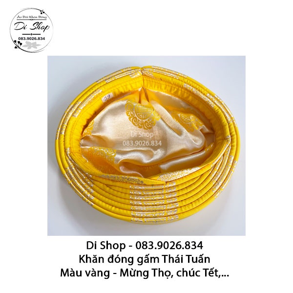 Cả bộ Áo dài khăn đóng truyền thống nm gấm Thái Tuấn chính hãng  - MÀU VÀNG