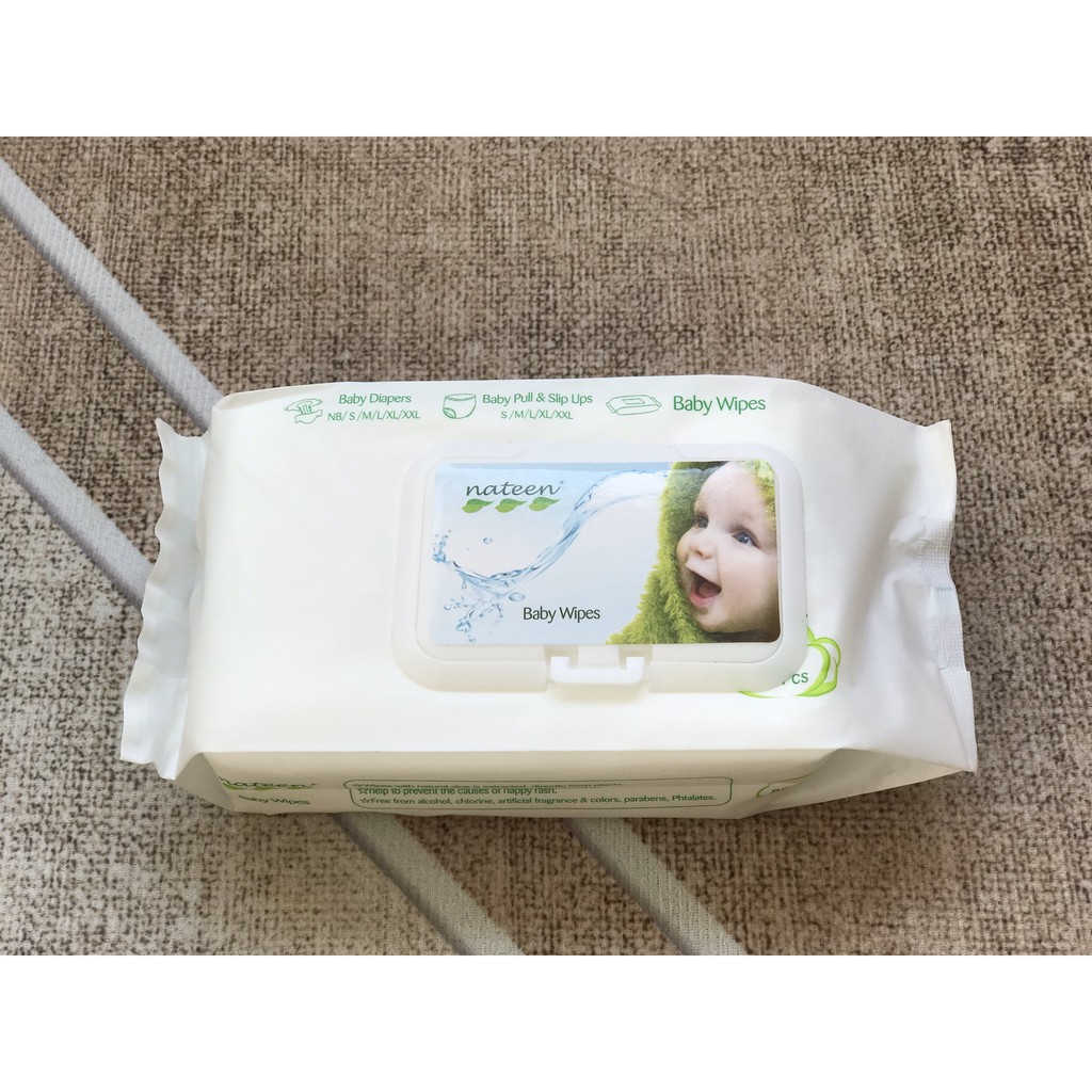 Khăn ướt NATEEN HỮU CƠ 40 tờ / 80 tờ  kháng khuẩn chiết suất thiên nhiên, an toàn lành tính cho bé