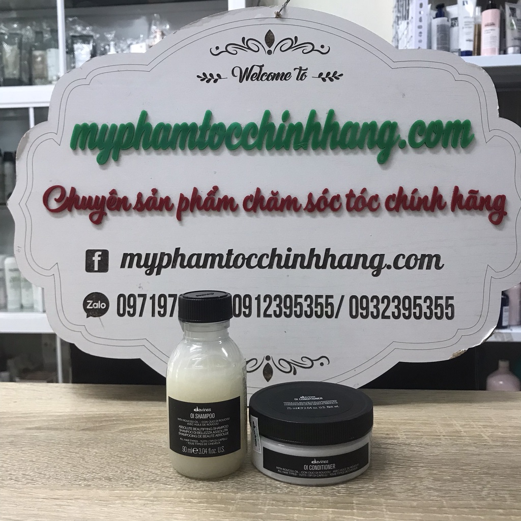 Dầu gội xả DAVINES OI Absolute beautifying suôn mượt 90ml - 75ml