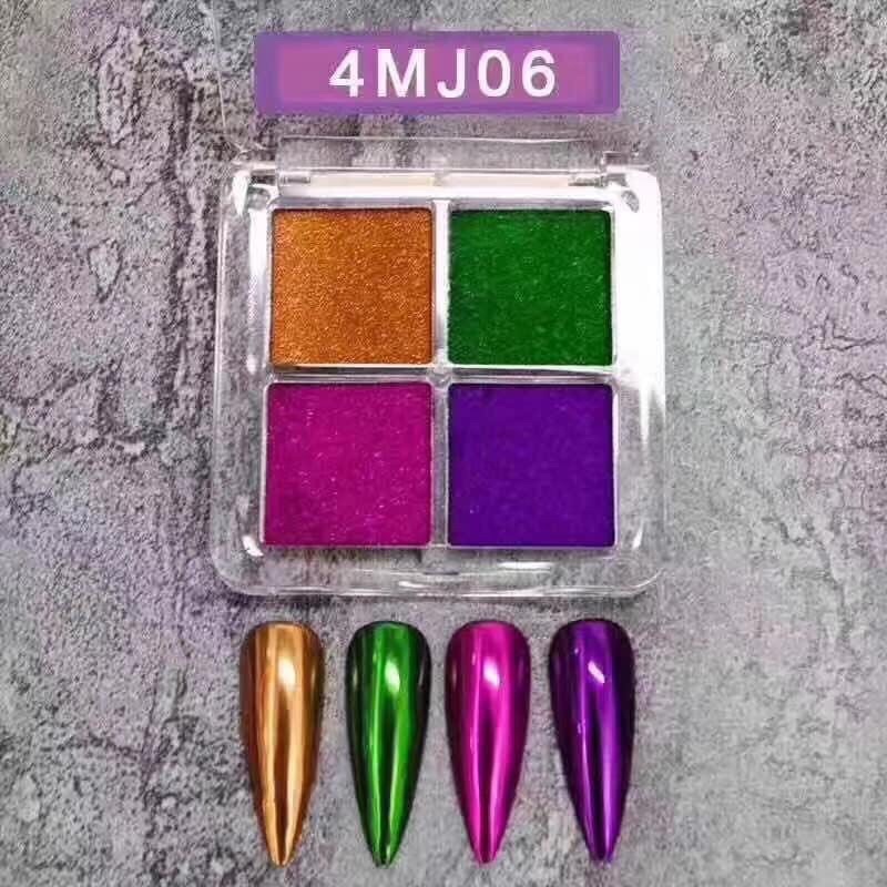 Bột nén tráng gương set 4 màu trang trí nail