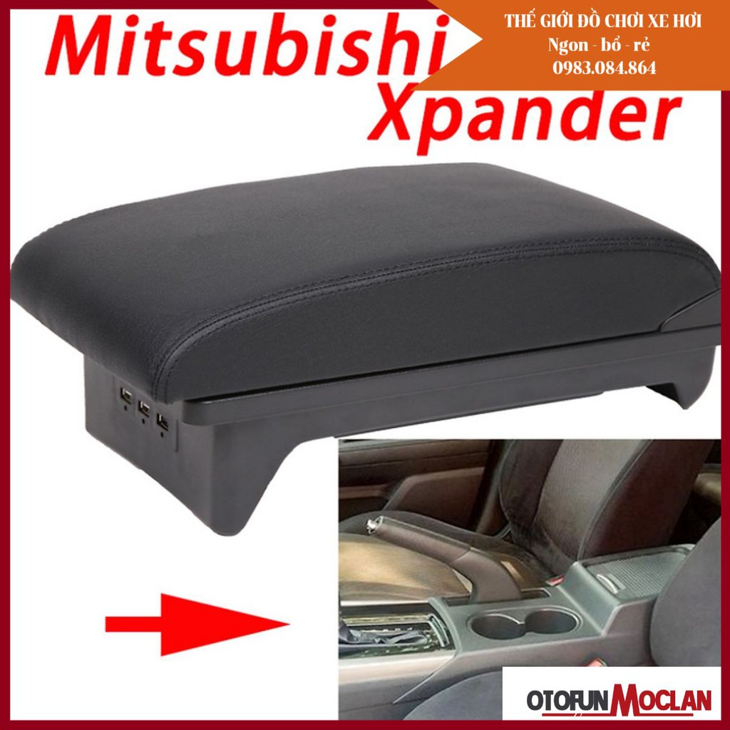 Hộp tỳ tay Mitsubishi Xpander dáng thấp tích hợp cổng USB Mầu Kem và Đen