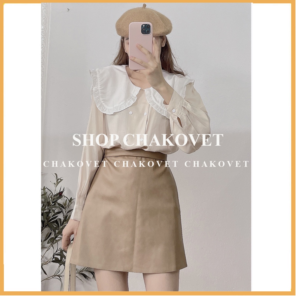 Áo sơ mi nữ kiểu tay bồng CKA884, kiểu áo nữ thiết kế 2 hàng cúc tay dài cổ bèo vải không nhăn mát mịn mặc đẹp dáng xinh | BigBuy360 - bigbuy360.vn