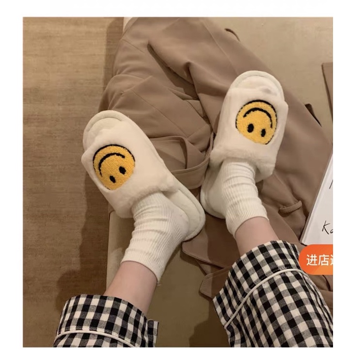 Dép bông mặt cười drew cute đế xốp chống trơn đi được cả ngoài đường