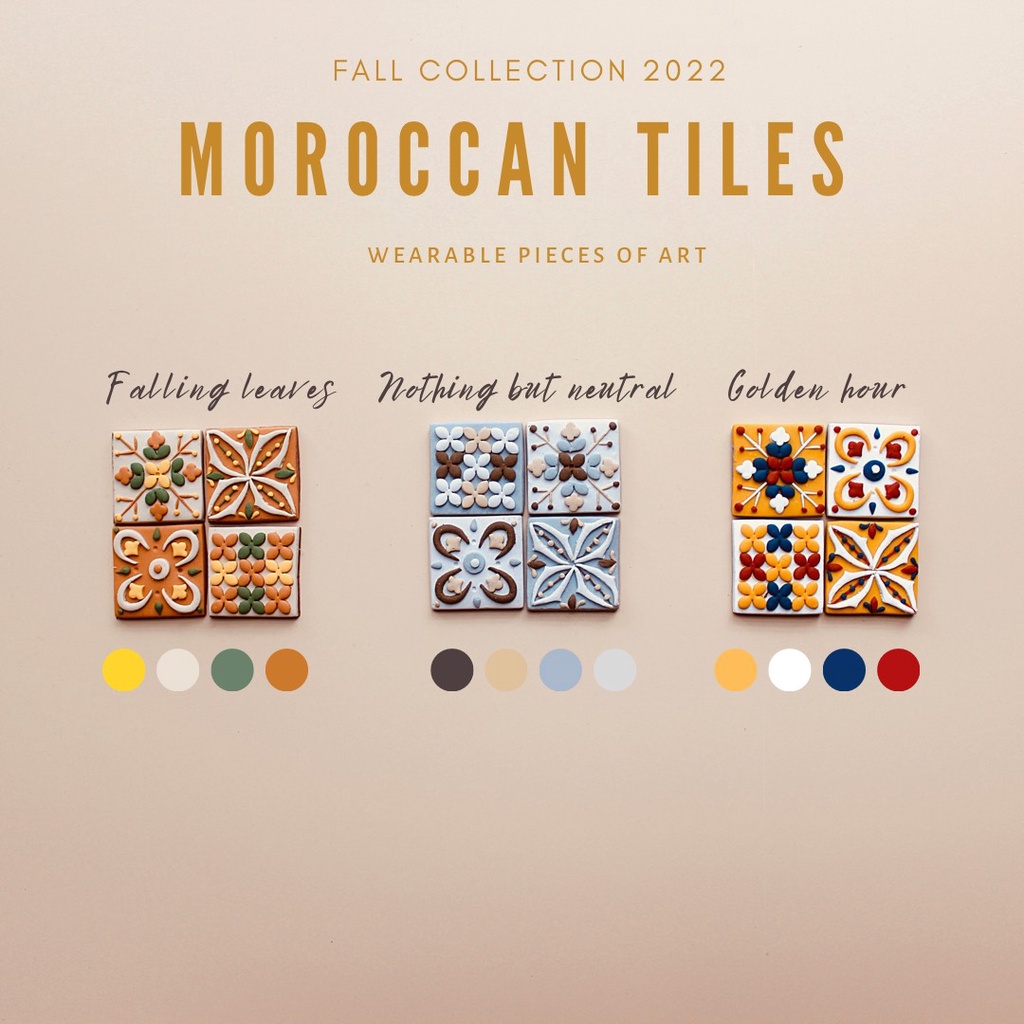 Bông tai Moroccan Tiles | Trang sức khuyên tai thủ công đất sét polymer | LAM Jewelry
