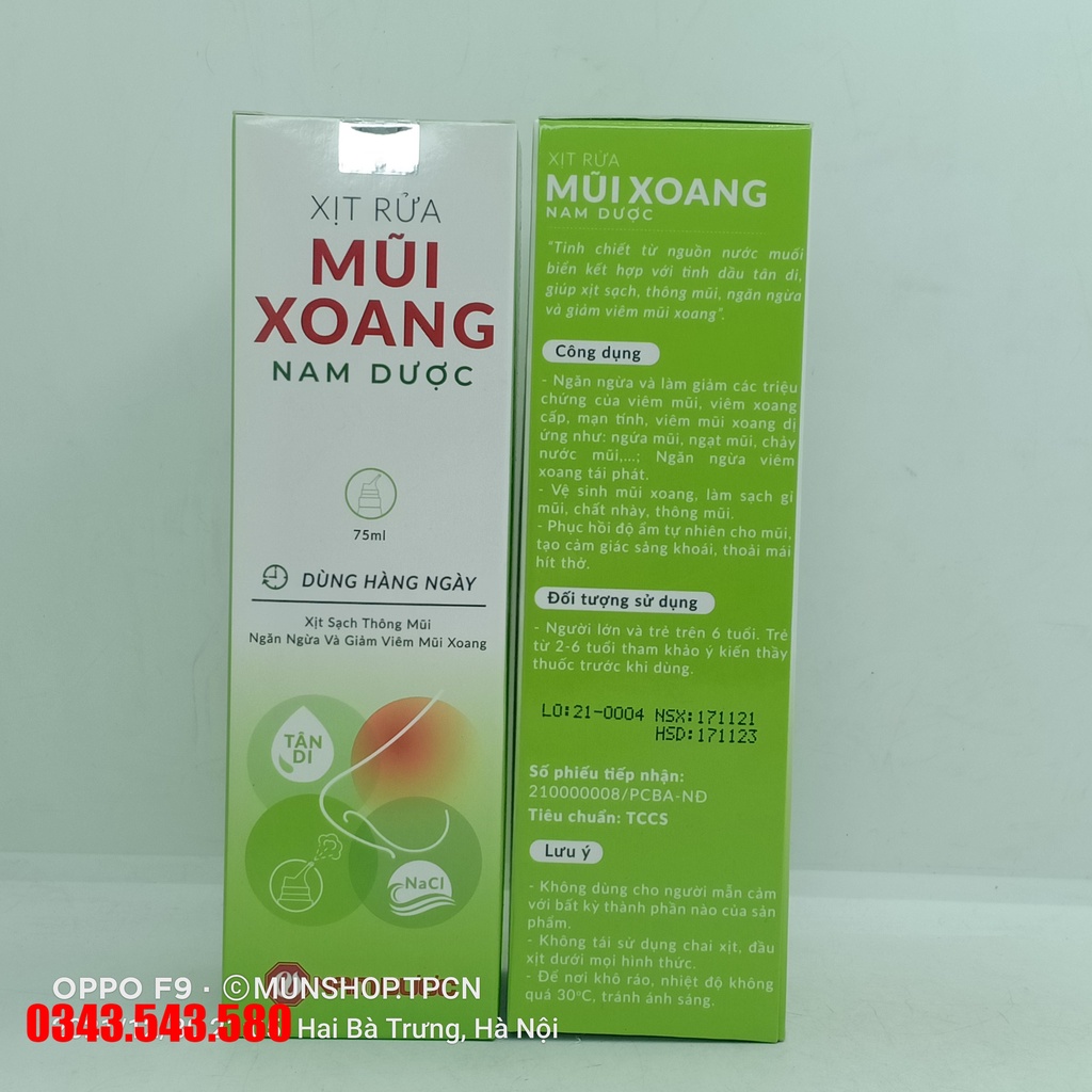 XỊT RỬA MŨI XOANG NAM DƯỢC chai 75ml dùng hàng ngày