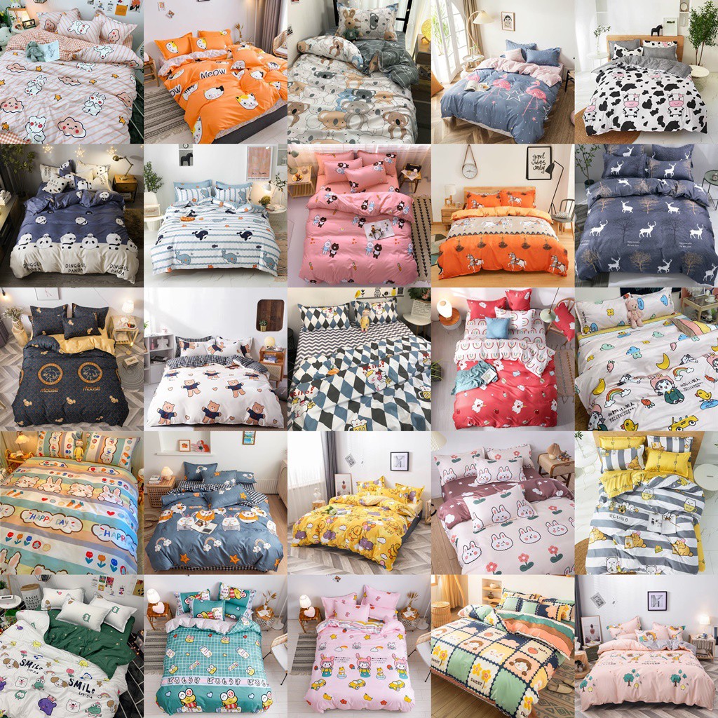 Bộ chăn ga gối đệm Cotton Poly nhập khẩu Hàn Quốc nhiều mẫu, drap giường bedding (Chọn Mẫu Ib Shop)