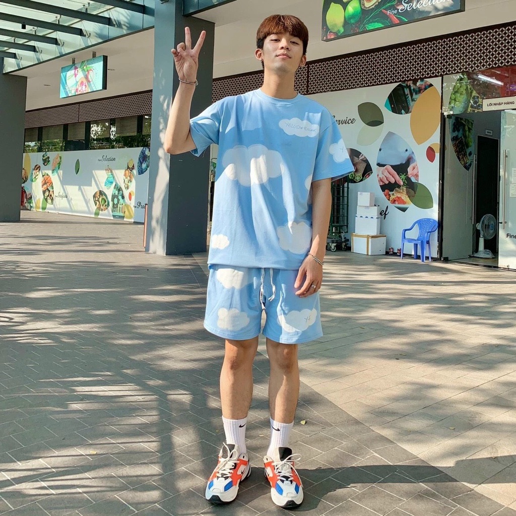 BỘ ĐỒ UNISEX NỮ 3D IN HÌnh đám mây KOYA FORM NHƯ HÌNH MÃ 2313K