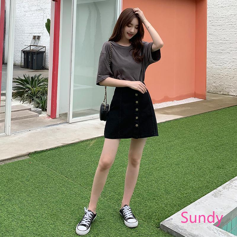 Chân Váy Chữ A Đính Nút Thời Trang Hè Xinh Xắn Cho Nữ