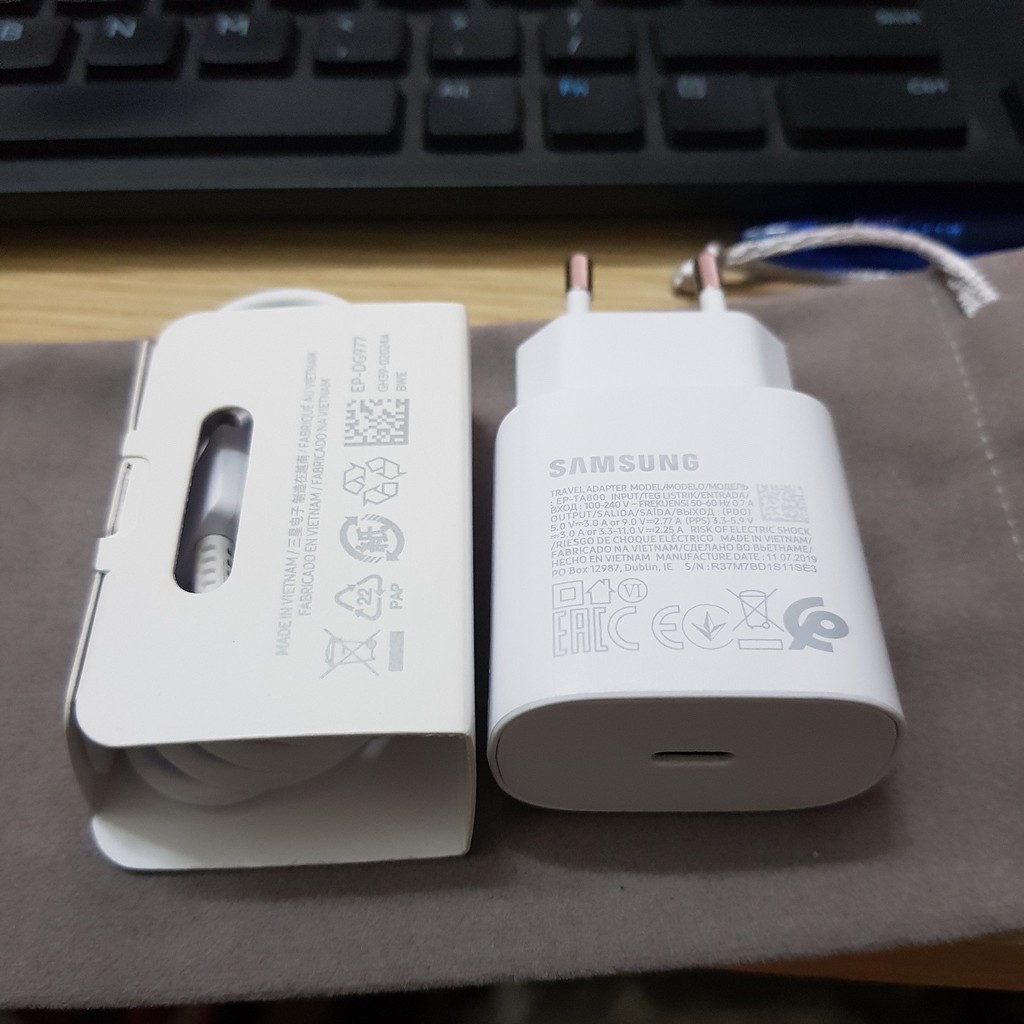 Bộ Sạc Nhanh Samsung 25W Chính Hãng [BH 12 Tháng] Cho Note10+/S10Plus/S20/S20+/S20Ultra - Chuẩn PD - Cáp TypeC to TypeC
