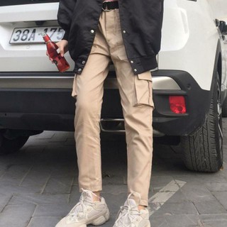 Quần kaki túi hộp lưng thun (Màu tan) - Box pants unisex - Chick's Store