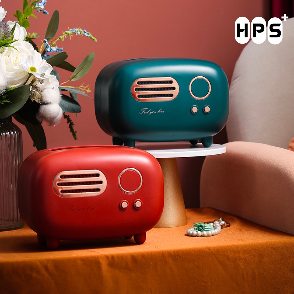 Hộp đựng giấy ăn để bàn cao cấp phong cách cổ điển, Hộp khăn giấy hình radio decor phòng