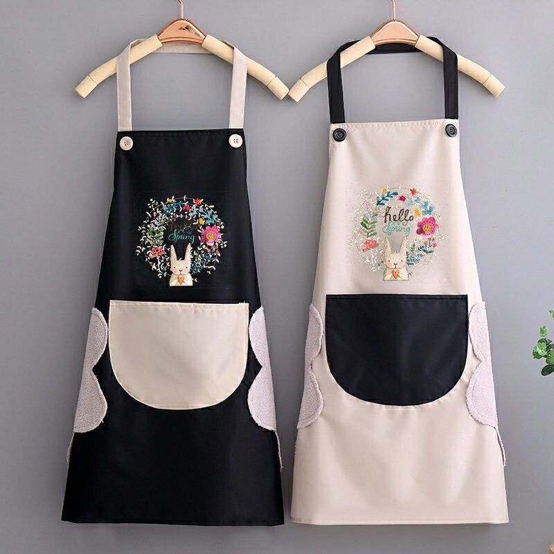 Tạp Dề chống nước chống  Dầu  Mỡ in hình thỏ Hoạt Hình Dễ Thương