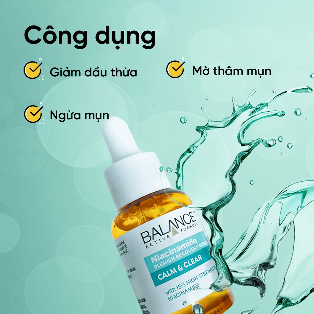 Tinh chất giảm mụn mờ thâm Balance Active Formula Niacinamide 15% Blemish Recovery Serum 30ml