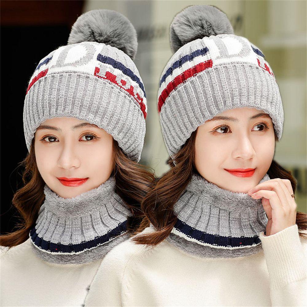 Set Mũ Len Kèm Khăn Choàng Cổ Giữ Ấm Mùa Đông Cho Nam Nữ