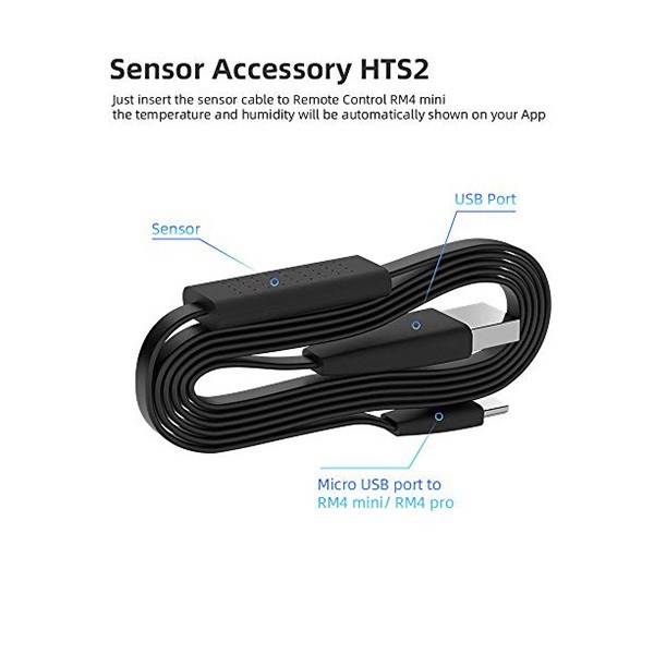 Broadlink HTS2 – Cáp USB tích hợp cảm biến nhiệt độ, độ ẩm cho Bestcon RM4 Mini và RM4 Pro