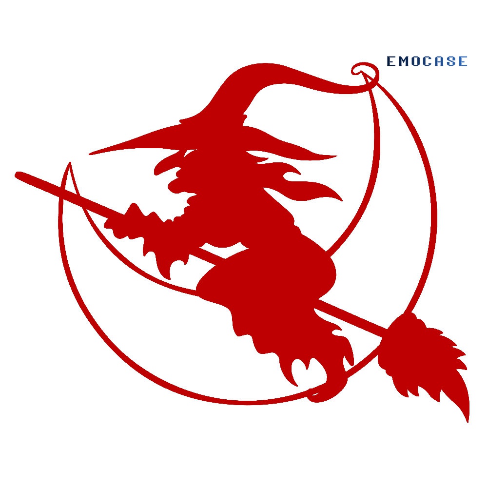 Miếng Dán Trang Trí Xe Hơi Họa Tiết Phù Thủy Và Chổi Halloween Độc Đáo