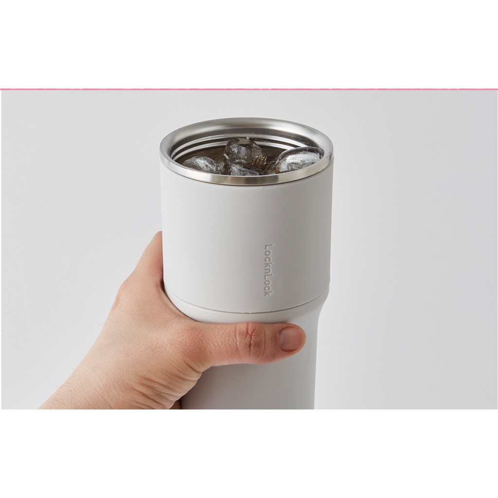 Ly giữ nhiệt LocknLock 650ml Metro Drive tặng kèm ống hút và cọ LHC4277 - Màu trắng - K-MALL