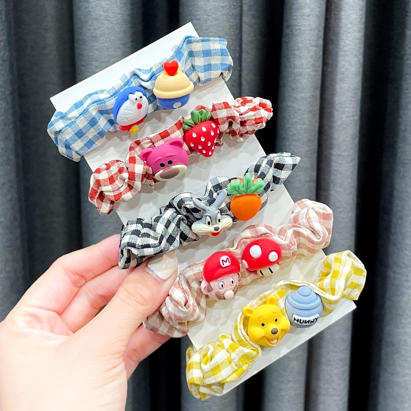 DISNEY Dây Cột Tóc Scrunchies Hình Nhân Vật Hoạt Hình Doraemon / Minnie / Stellalou Dễ Thương Cho Bé Gái