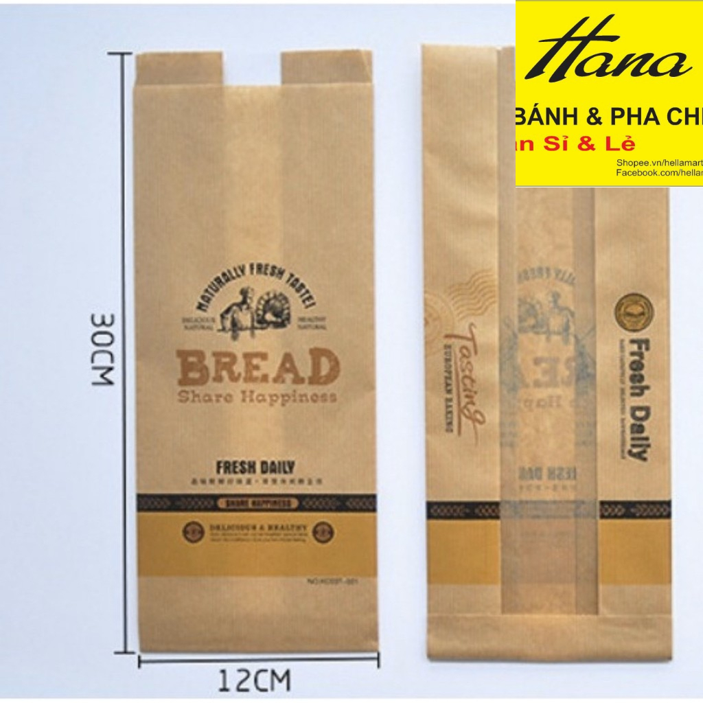 Túi bánh mì hoa cúc dọc hình đầu bếp (50 chiếc) size lớn