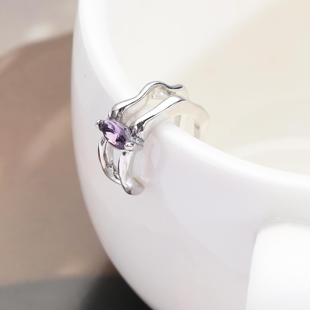 BORAG Khuyên Kẹp Vành Tai Không Xỏ Lỗ Đính Đá Thạch Anh Tím Thời Trang