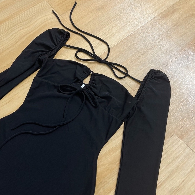 Đầm Body Thun Lưới Sheer Tay Dài Tôn Dáng