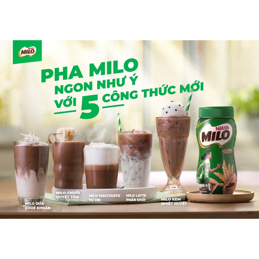 Sữa bột Milo dây 10 gói x 22g thức uống lúa mạch Nestle sữa bột ca cao hòa tan nguyên chất thơm ngon bổ dưỡng Activ Go