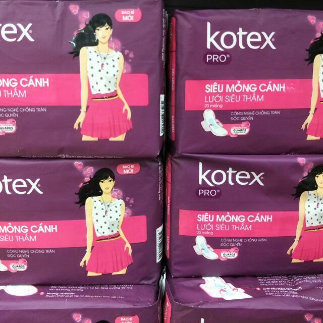 Combo 8 Gói Băng Vệ Sinh Kotex Pro Siêu Mỏng Cánh Lưới Siêu Thấm - Mỗi Gói 8 Miếng - HSD luôn mới