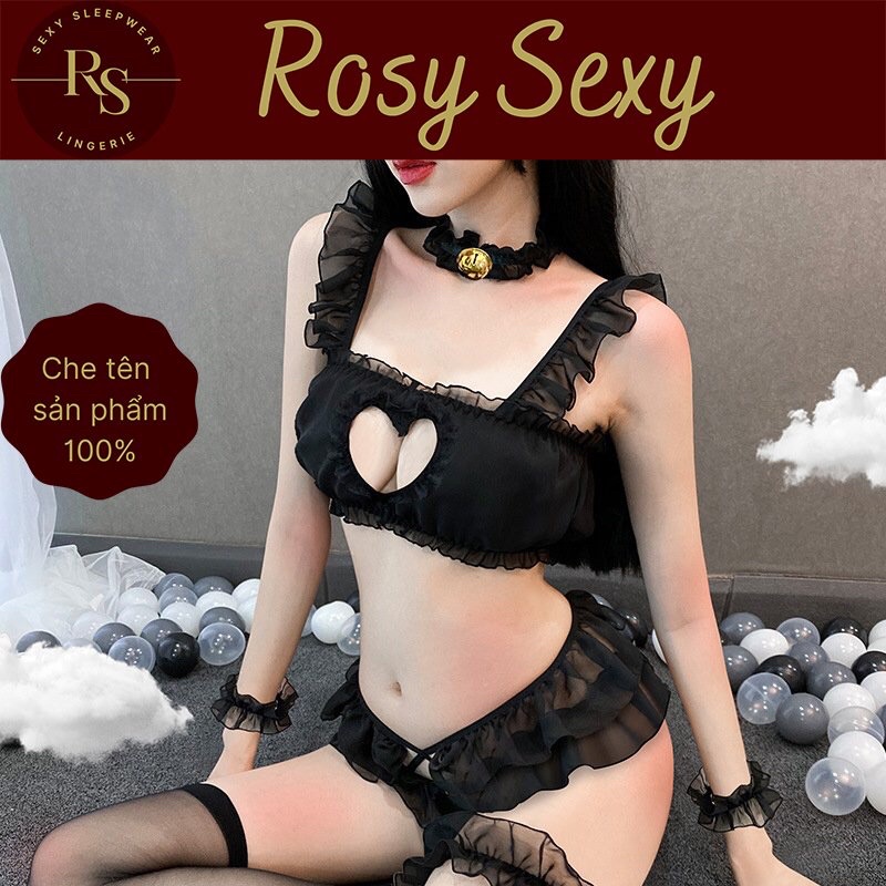 Bộ đồ lót nội y khoét ngực hình trái tim sexy - rosy sexy nội y đồ ngủ quyến rũ CP11
