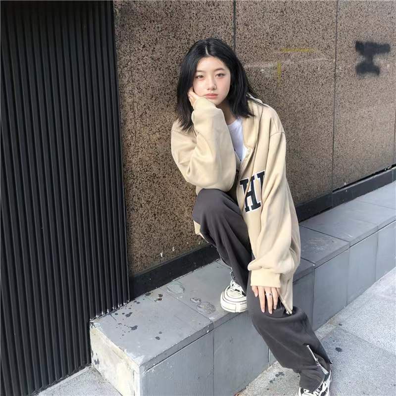 Áo Khoác Hoodie Thể Thao Phong Cách Retro Hàn Quốc Cho Nữ