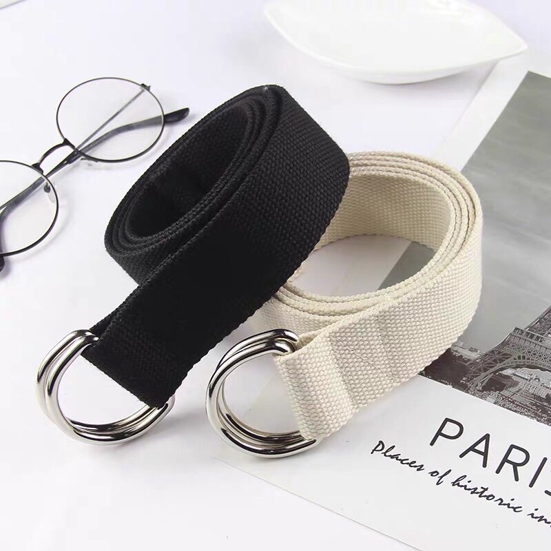 Thắt Lưng Nam Nữ Vải Canvas 2 Móc Tròn Chữ D - Dây Nịt Vải Bố Canvas Unisex thời trang cá tính