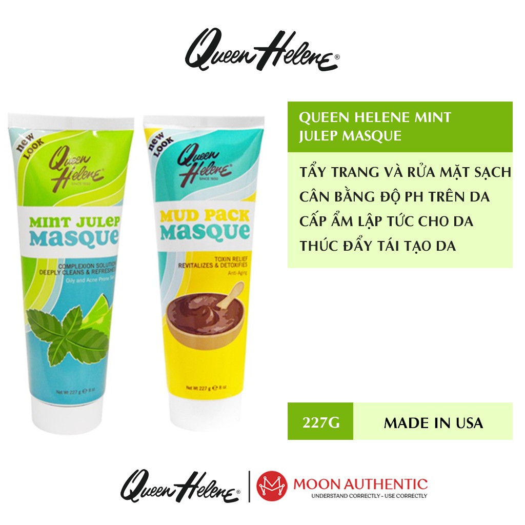 Mặt nạ đất sét bạc hà Queen Helene 227g USA, dưỡng da, hút sạch dầu thừa