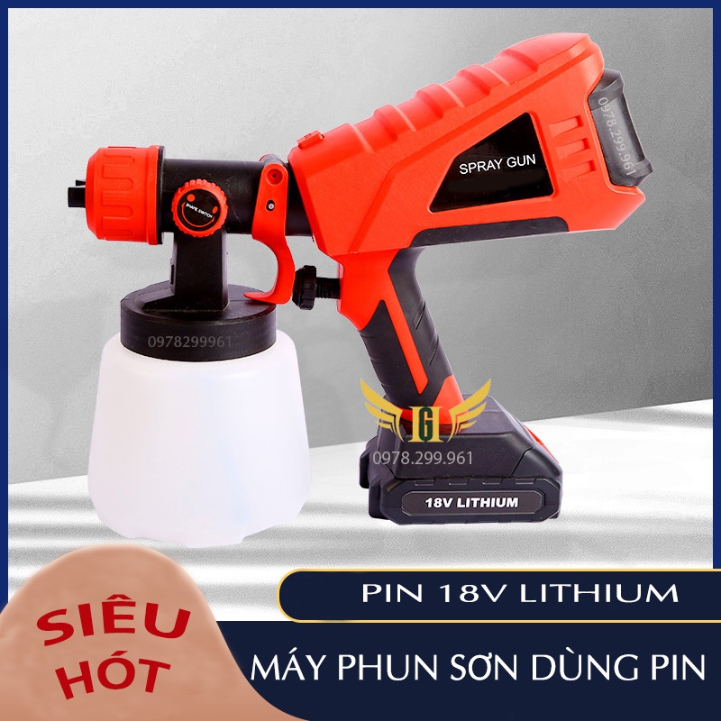 [CHÍNH HÃNG] Máy Phun Sơn Cầm Tay Dùng Pin 18V Spray Gun JH09, Chân Pin Makita Thông Dụng