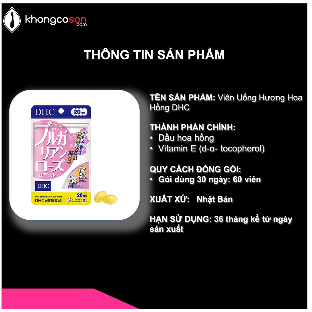 Viên Uống Hương Hoa Hồng DHC Bulgarian Rose Capsule 30 Ngày - Khongcoson | Thế Giới Skin Care