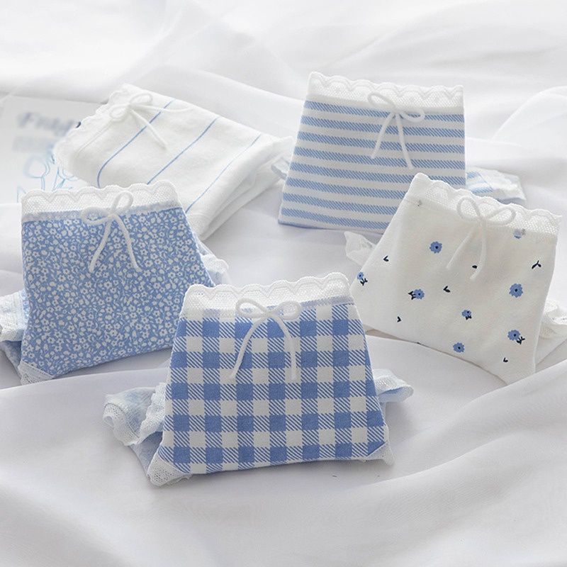 Quần lót cotton viền ren in họa tiết nhiều mẫu tùy chọn phong cách Hàn Quốc thời trang đáng yêu dành cho nữ