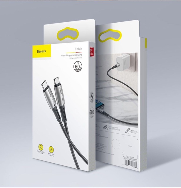 Cáp sạc nhanh &amp; truyền Data Baseus Water Drop-Shaped Lamp C to C