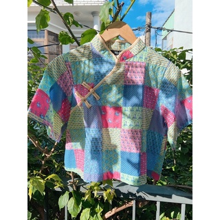 Áo sườn xám croptop nữ cổ điển