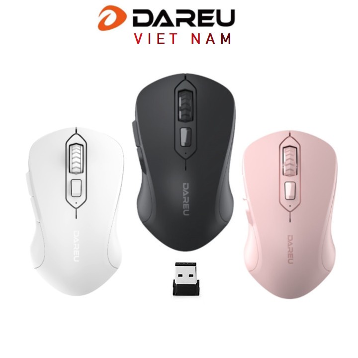 Chuột không dây DAREU LM115G-Mutil color wireless 2.4Ghz Đen/Hồng/Trắng