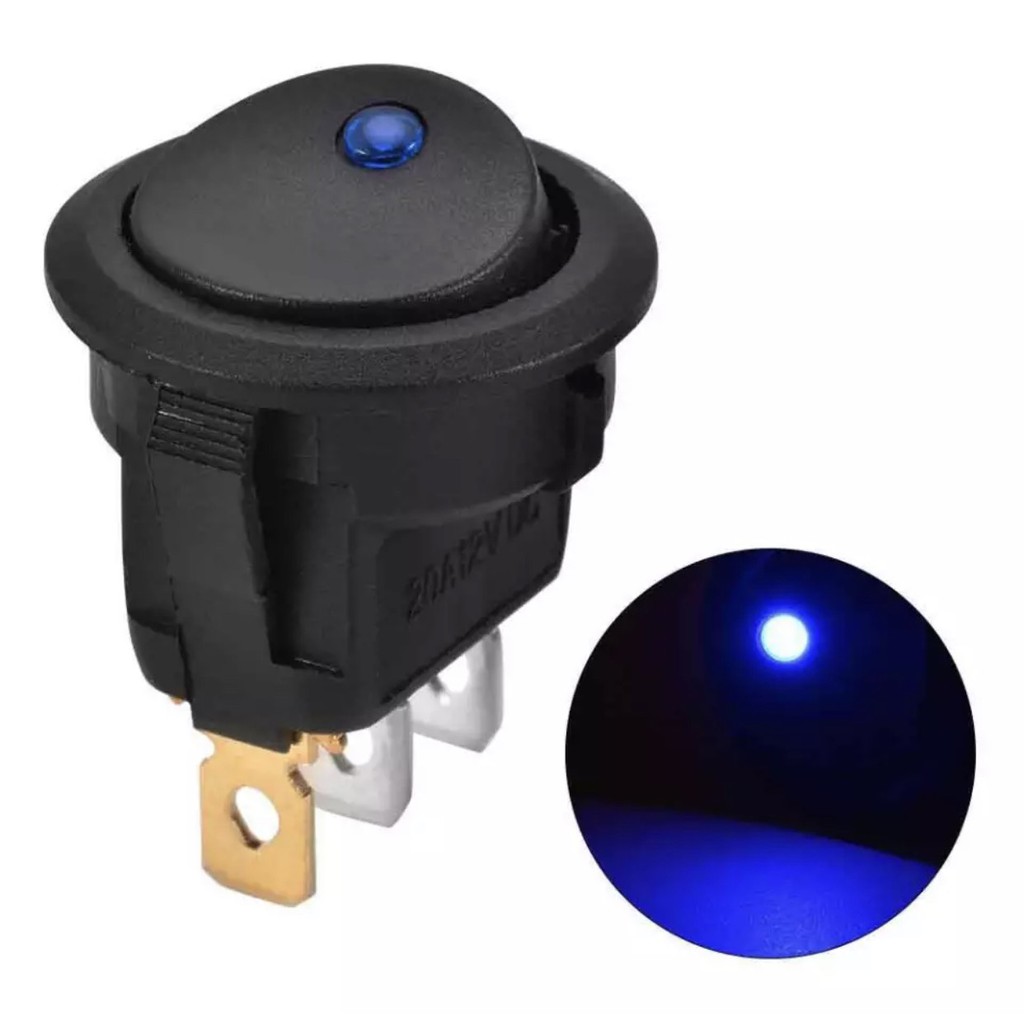 Công tắc bập bênh tròn có đèn led 3 chân 12v- 220v.