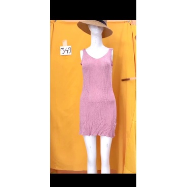 đầm Thun Len hồng (dưới size M+). S549