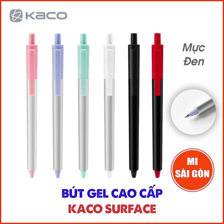 [Hỏa Tốc HCM] Bút Bi Gel Mực Đen KACO SURFACE - Ngòi 0.5mm
