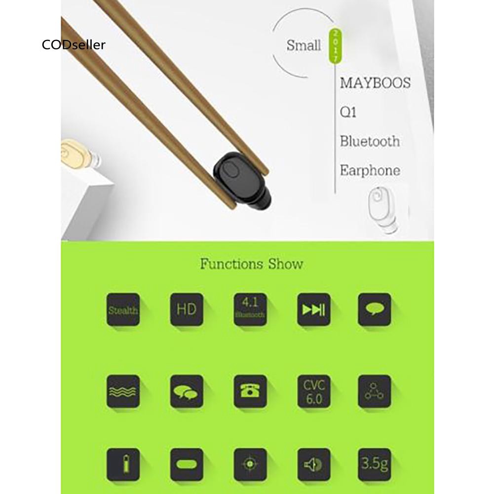 Tai nghe nhét tai Q1 không dây kết nối Bluetooth 4.1 âm thanh Stereo cho Samsung iPhone