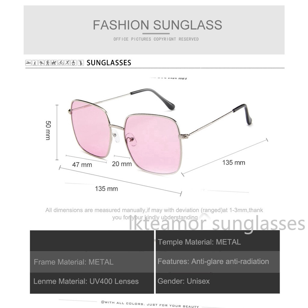 Kính mát gọng kim loại vuông cho nữ