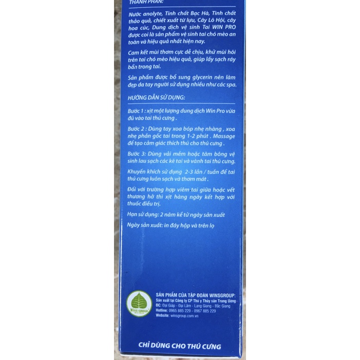 [MỚI] DUNG DỊCH VỆ SINH TAI CHO THÚ CƯNG WIN PRO