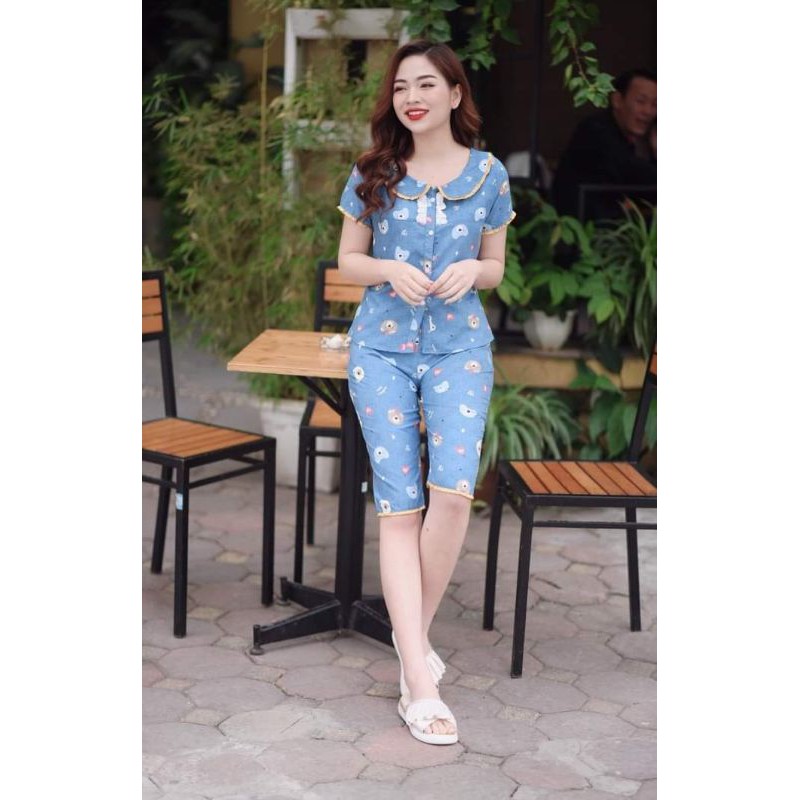 [Mã FASHIONGREEN194 giảm 10% tối đa 30K đơn 99K] Đồ bộ mặc nhà lửng cổ ren rẻ đẹp 3 màu ảnh thât